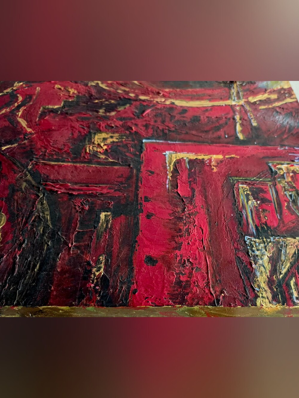 Original Abstract Red and Gold Texture Painting With Changes... - Picture 5 of 7